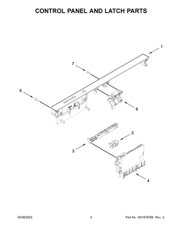 Control panel and latch parts