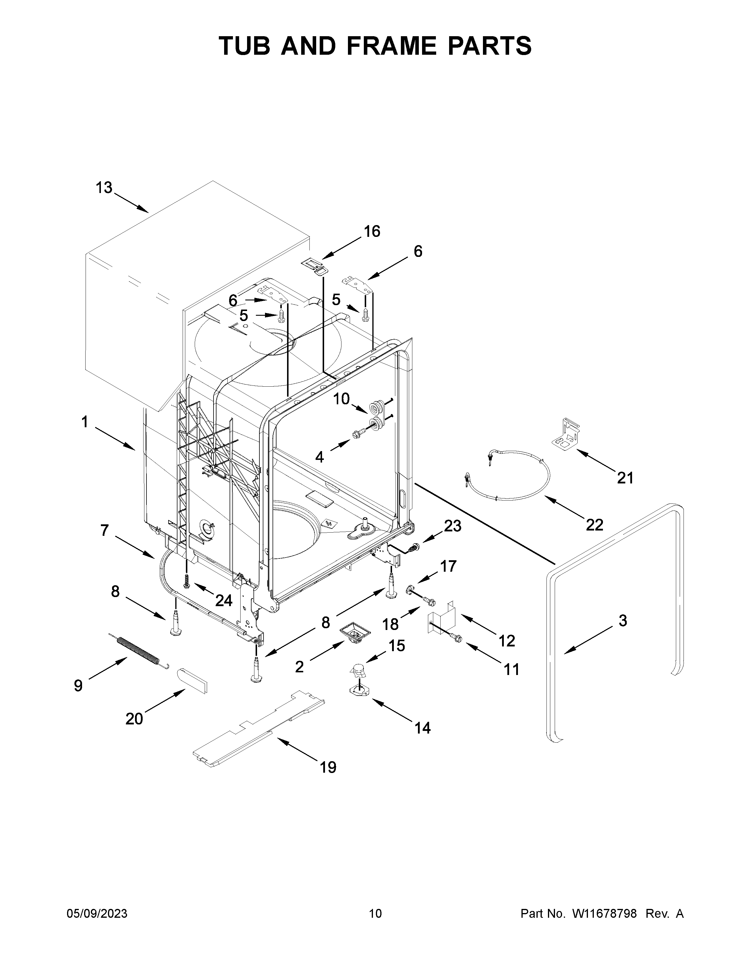 TUB AND FRAME PARTS