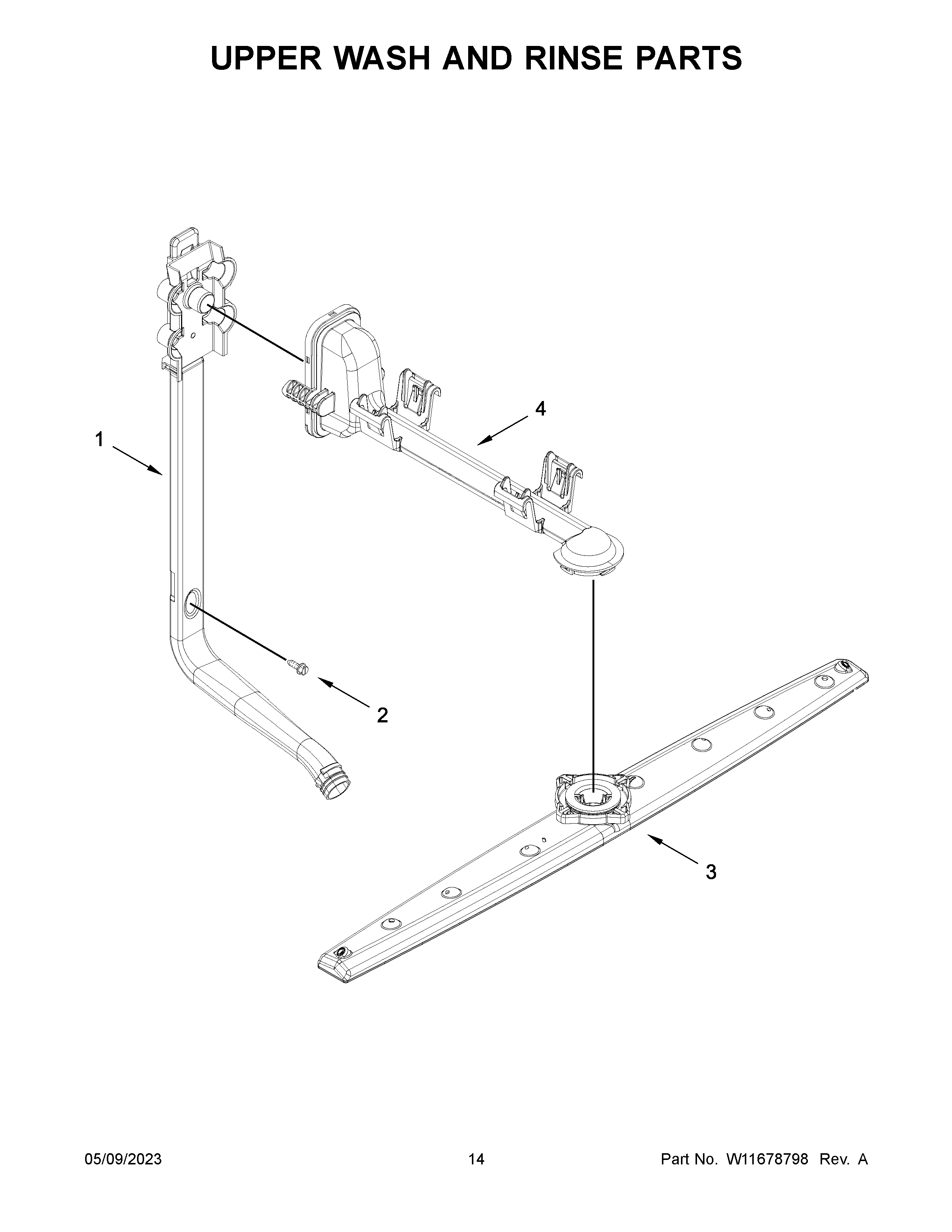 Upper wash and rinse parts