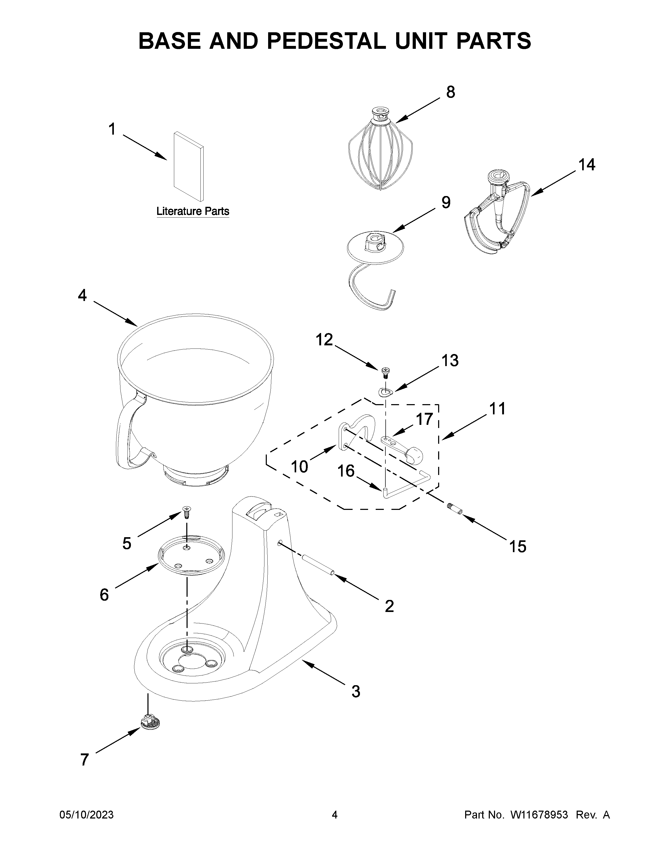 Base and pedestal unit parts