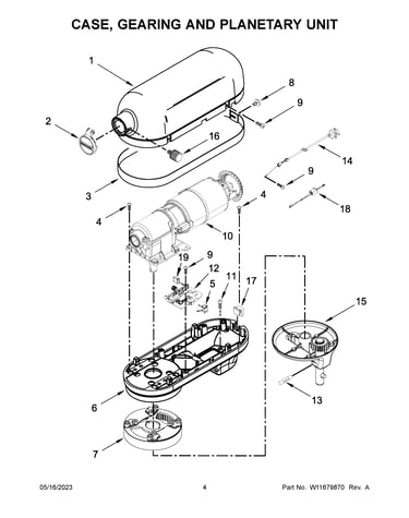 Case, gearing and planetary unit