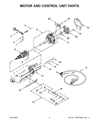 Motor and control unit parts