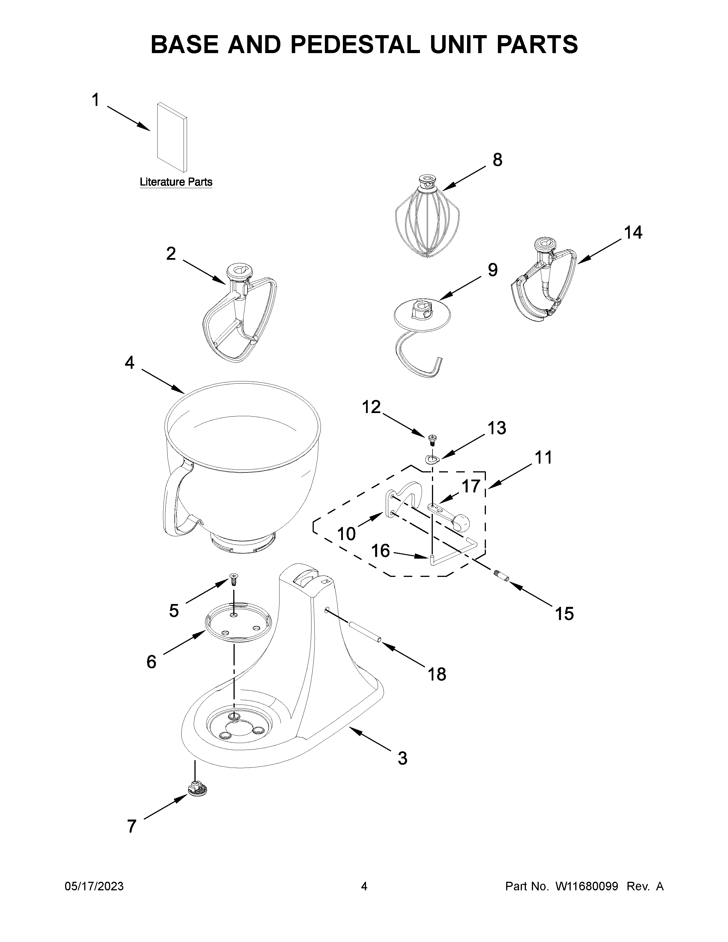 Base and pedestal unit parts