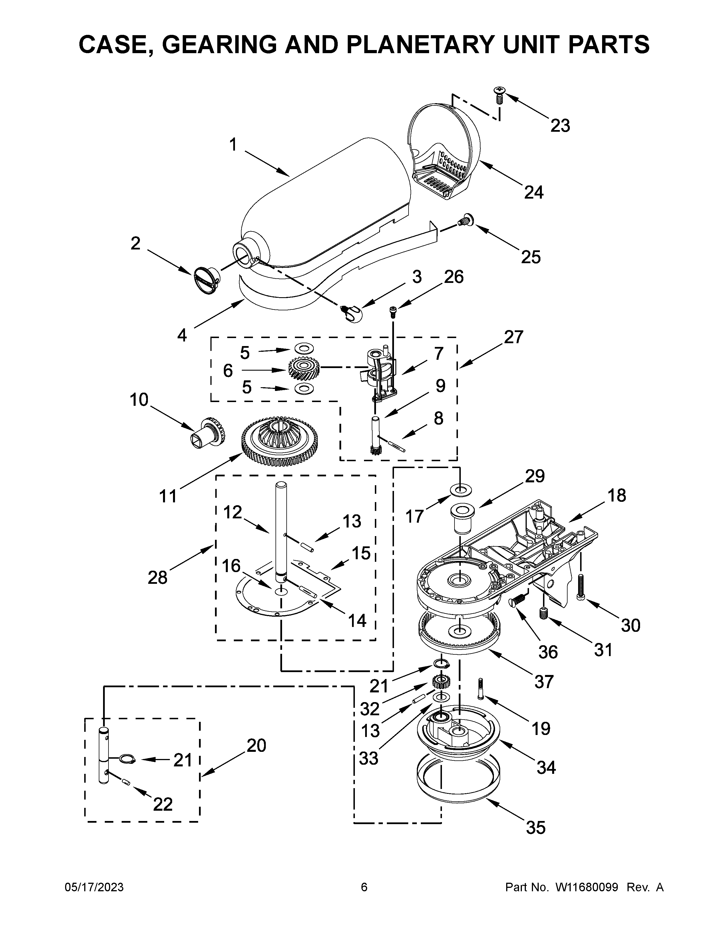 CASE, GEARING AND PLANETARY UNIT PARTS