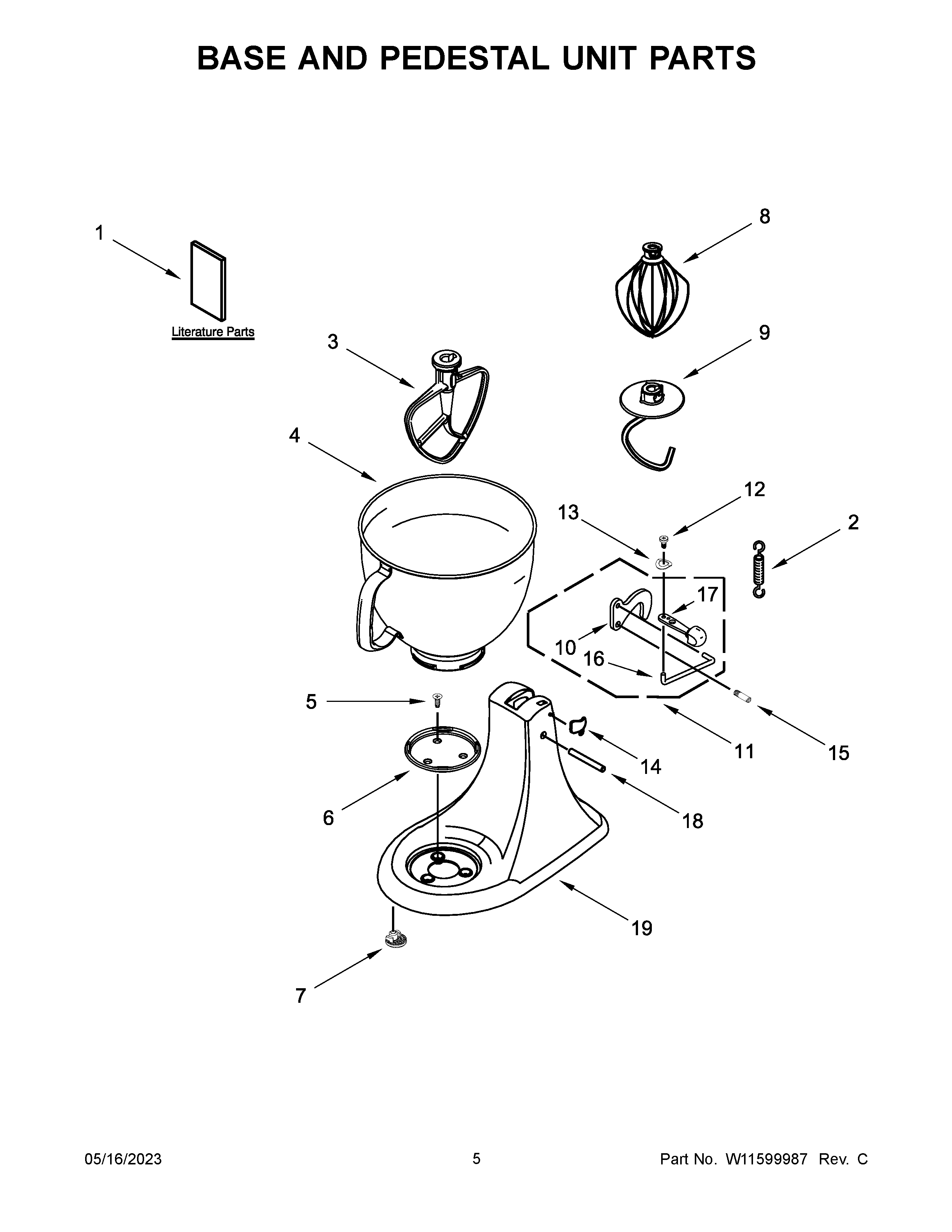 Base and pedestal unit parts