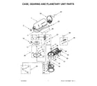 KitchenAid 5KSM192XDABK0 case, gearing and planetary unit parts diagram