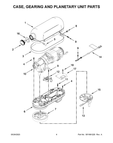Case, gearing and planetary unit parts