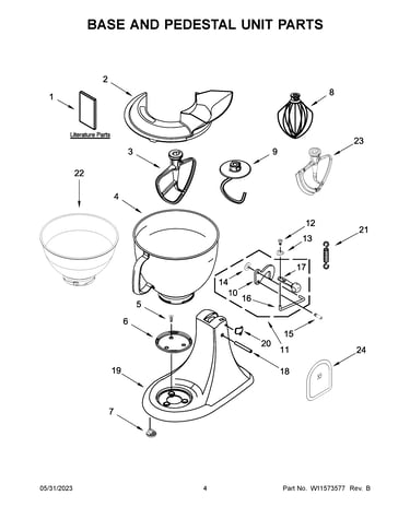 Base and pedestal unit parts