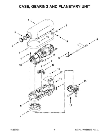 Case, gearing and planetary unit