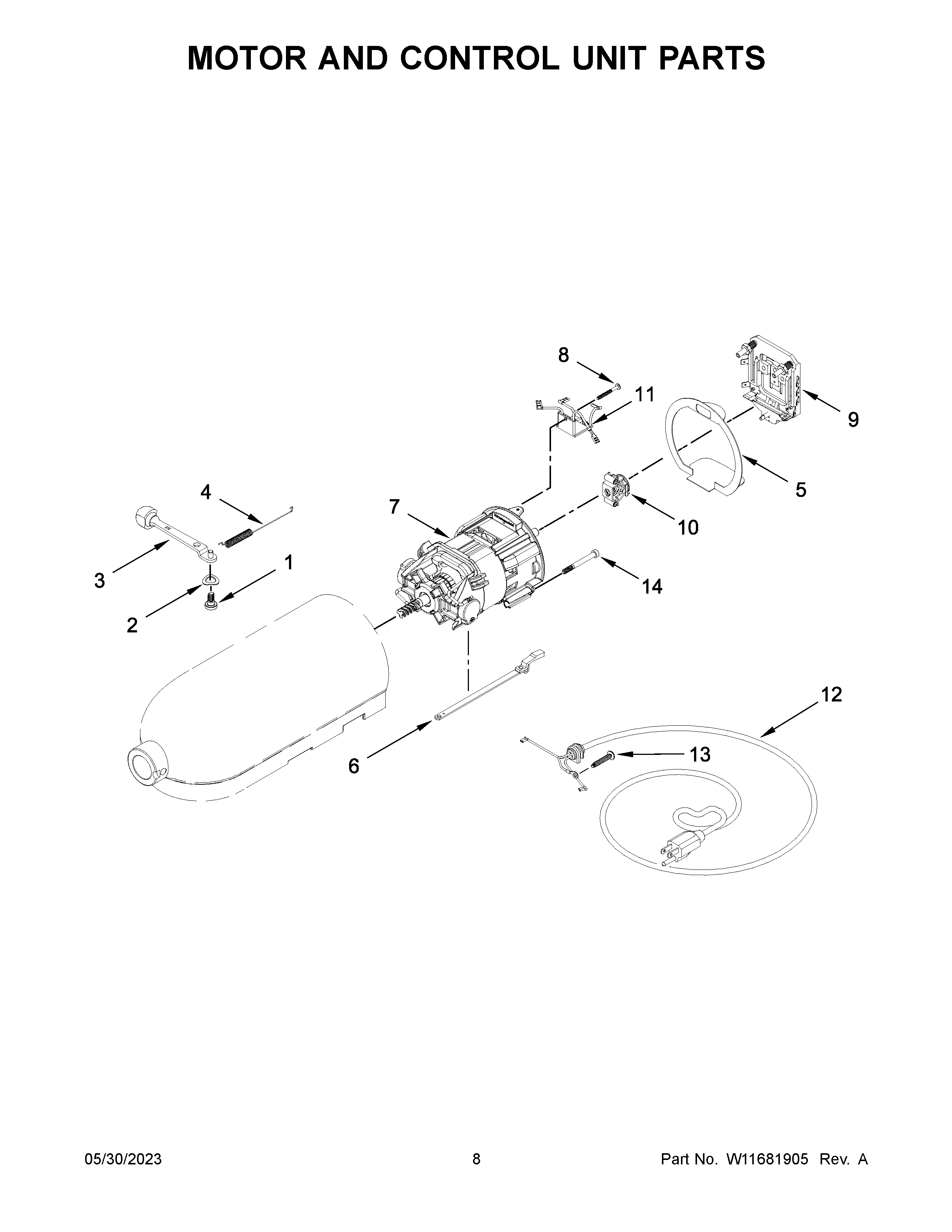 Motor and control unit parts
