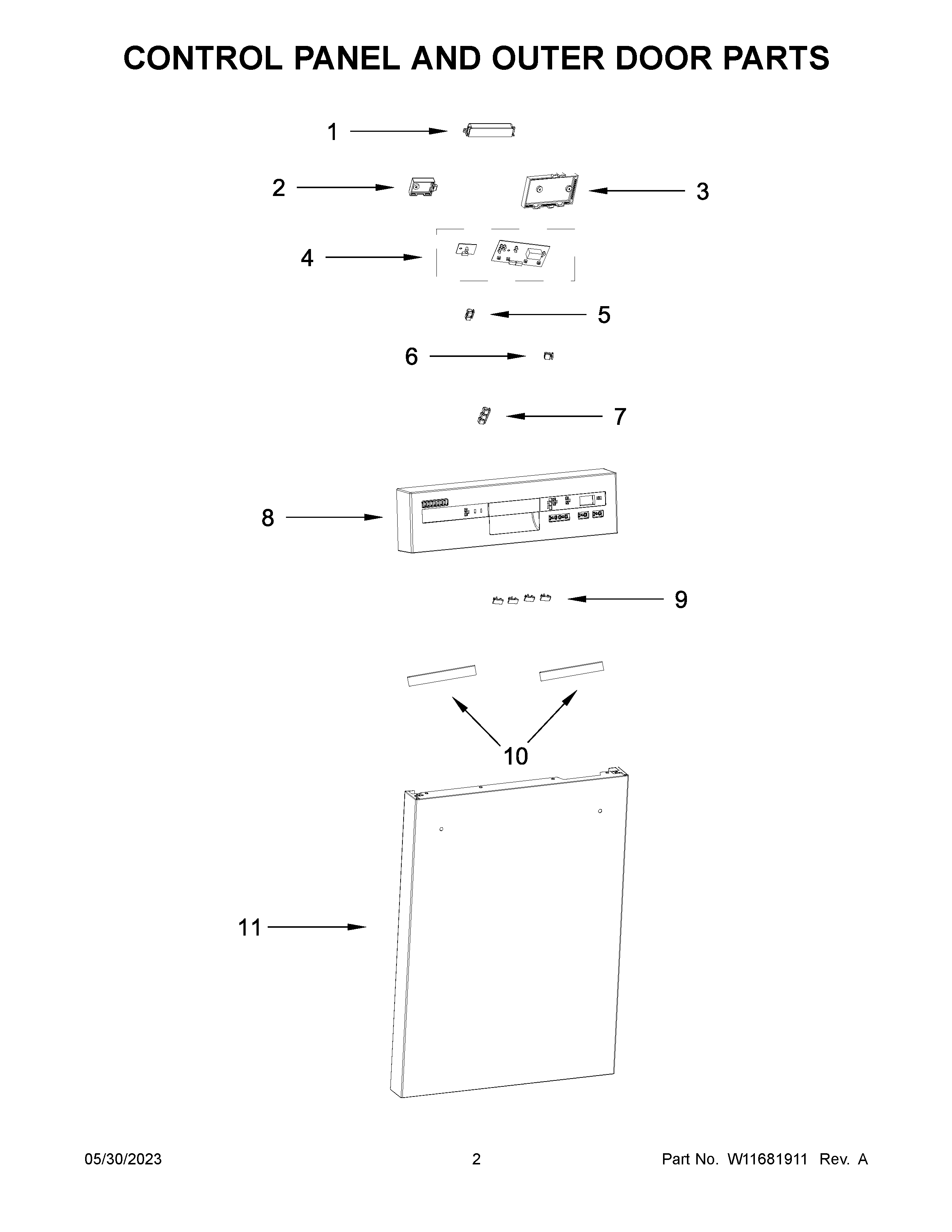 CONTROL PANEL AND OUTER DOOR PARTS