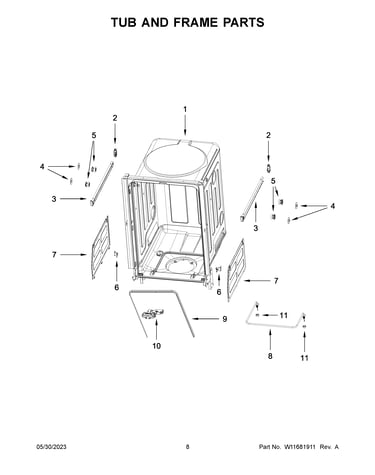 Tub and frame parts