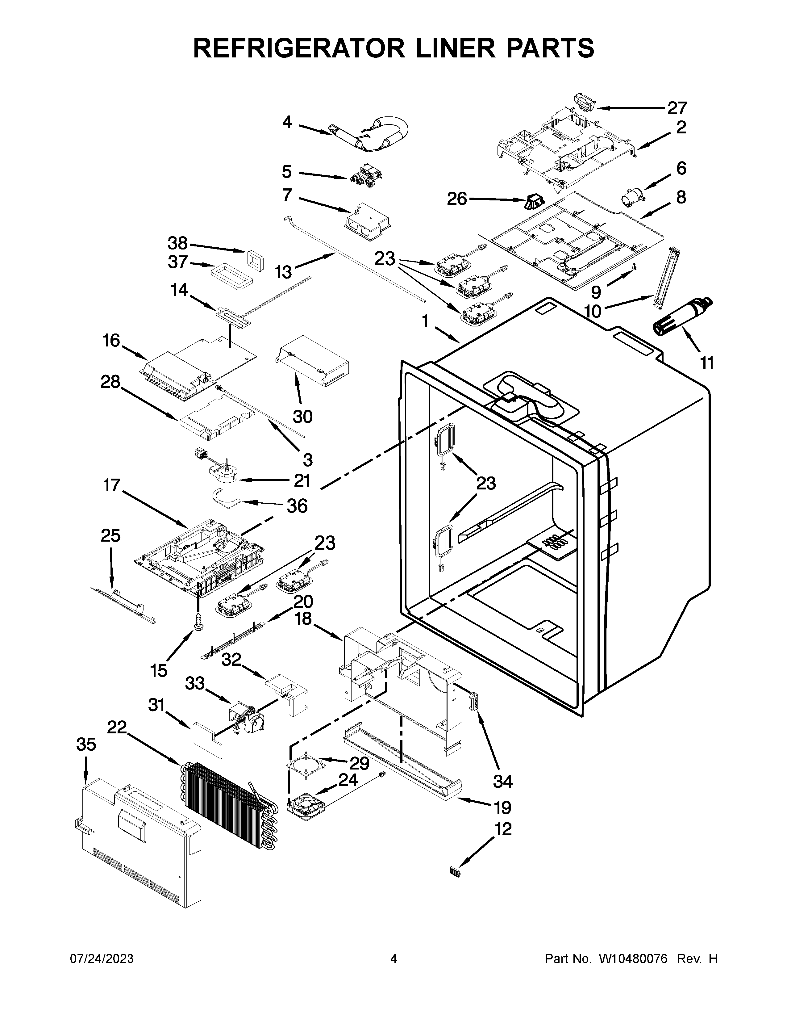 Refrigerator liner parts