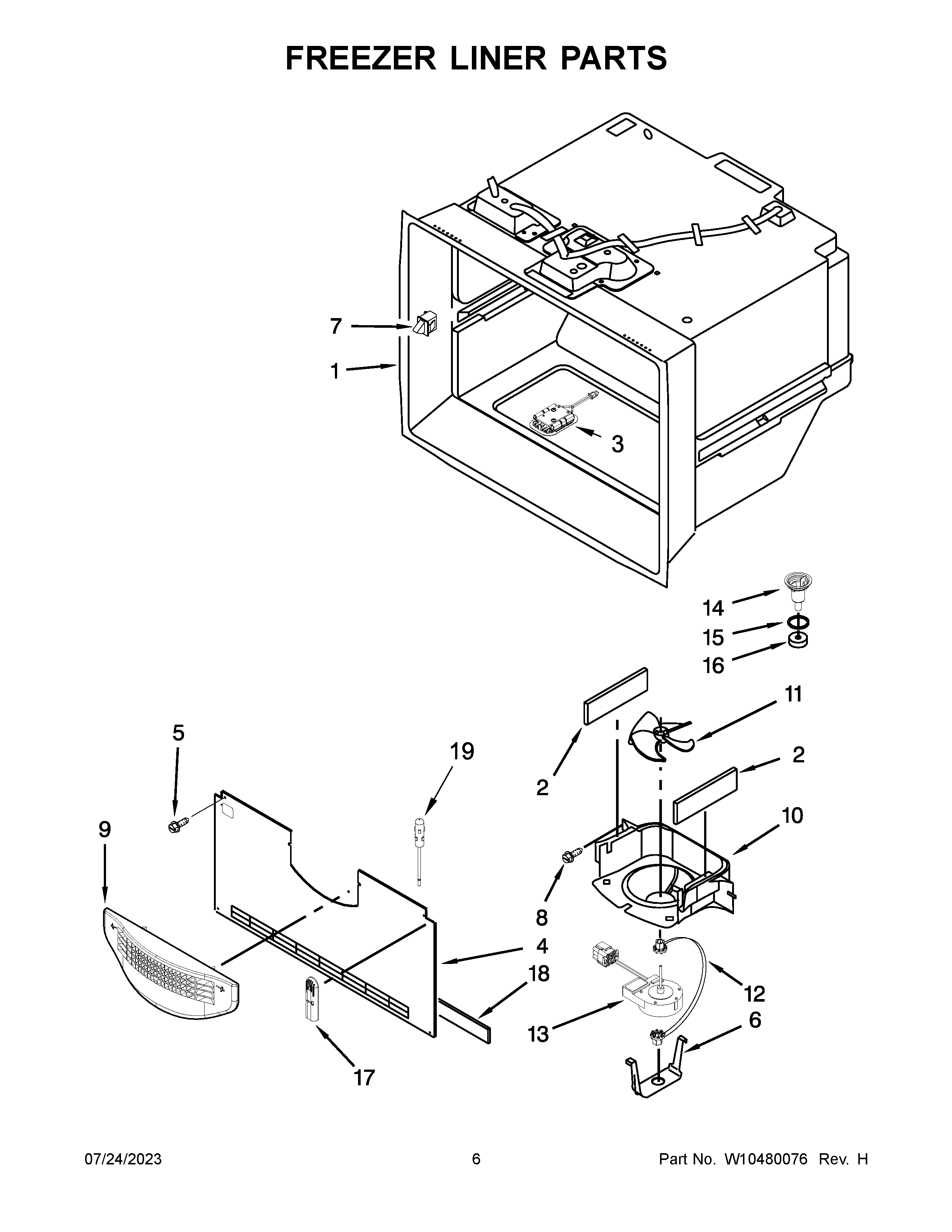 Freezer liner parts