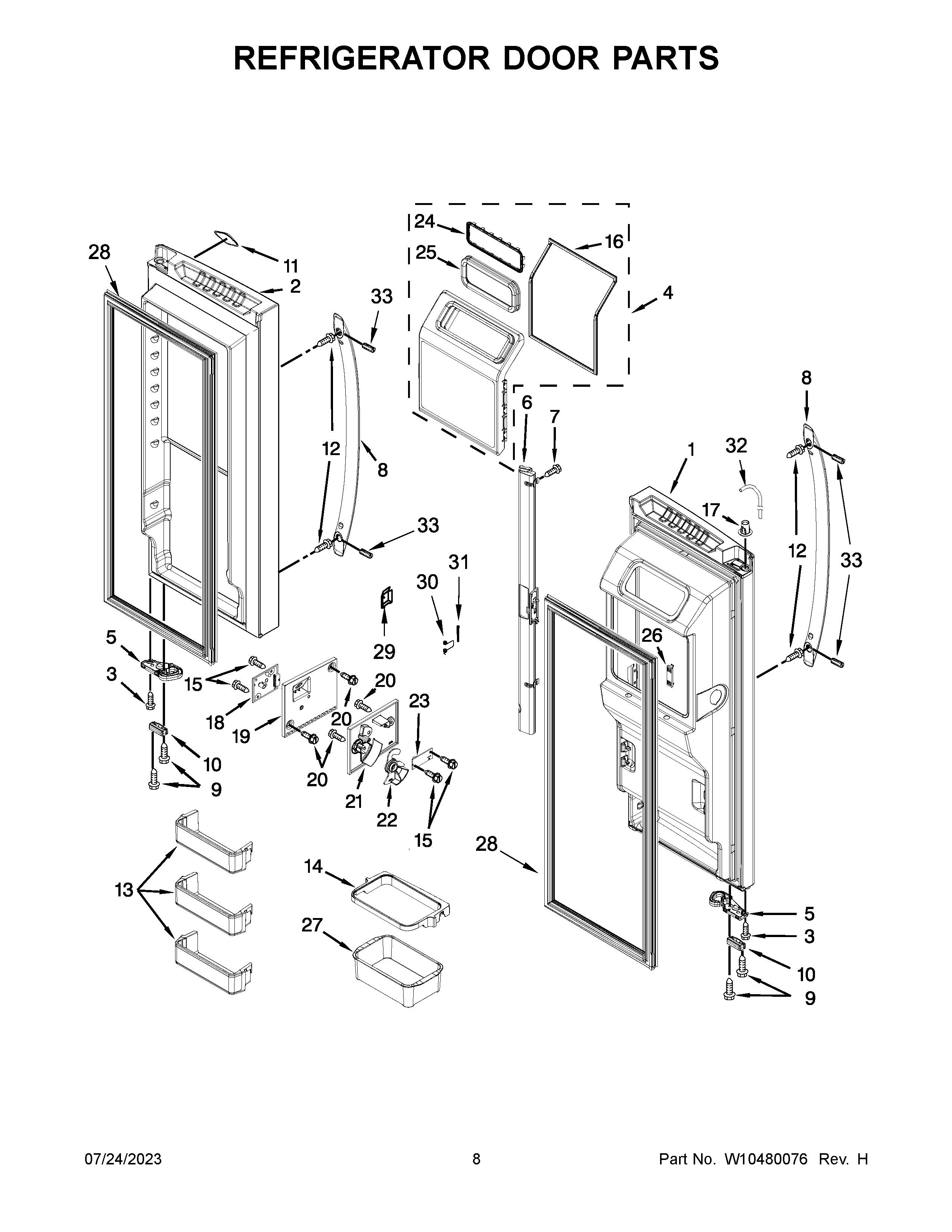 Refrigerator door parts