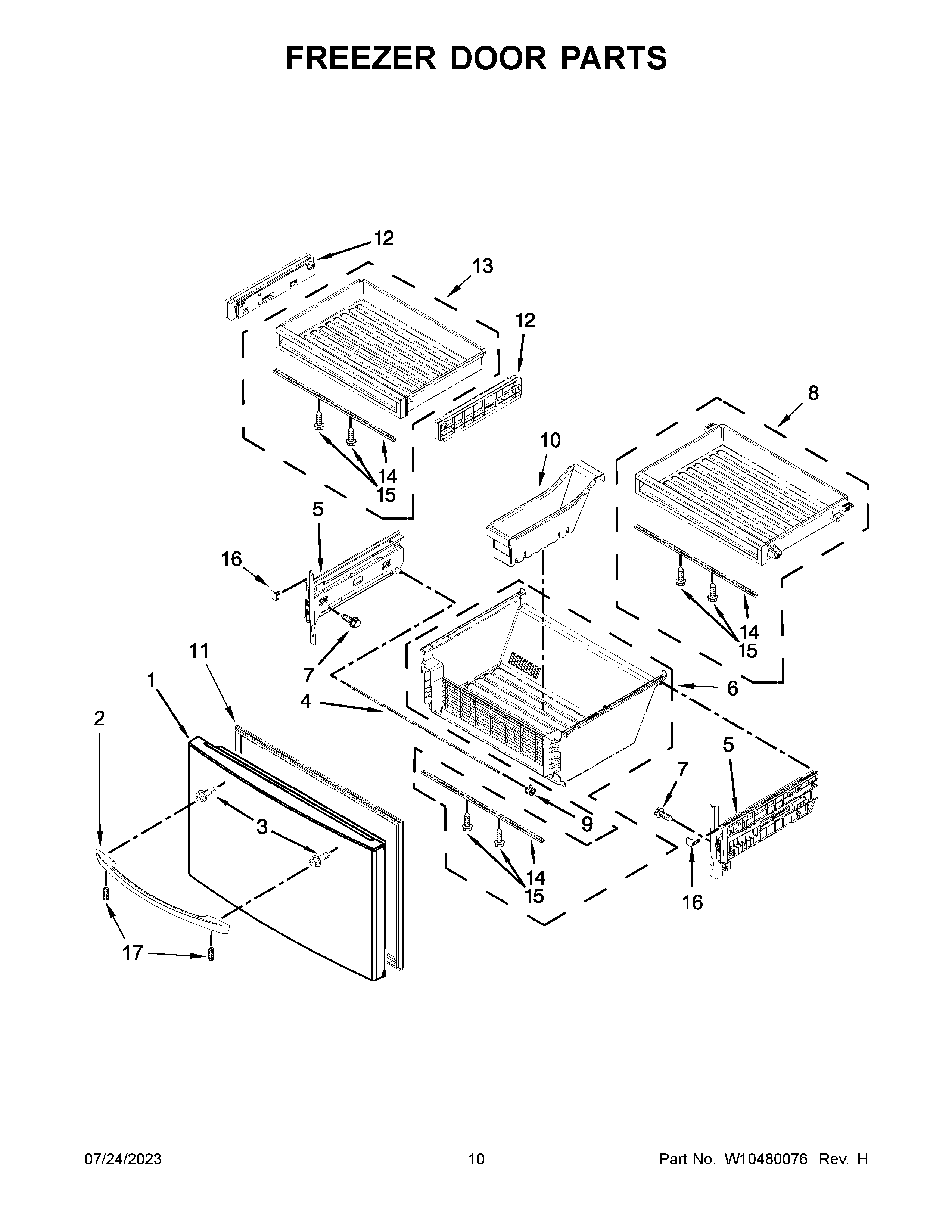 Freezer door parts