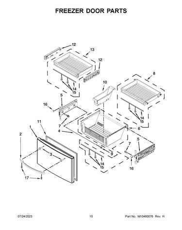 Freezer door parts