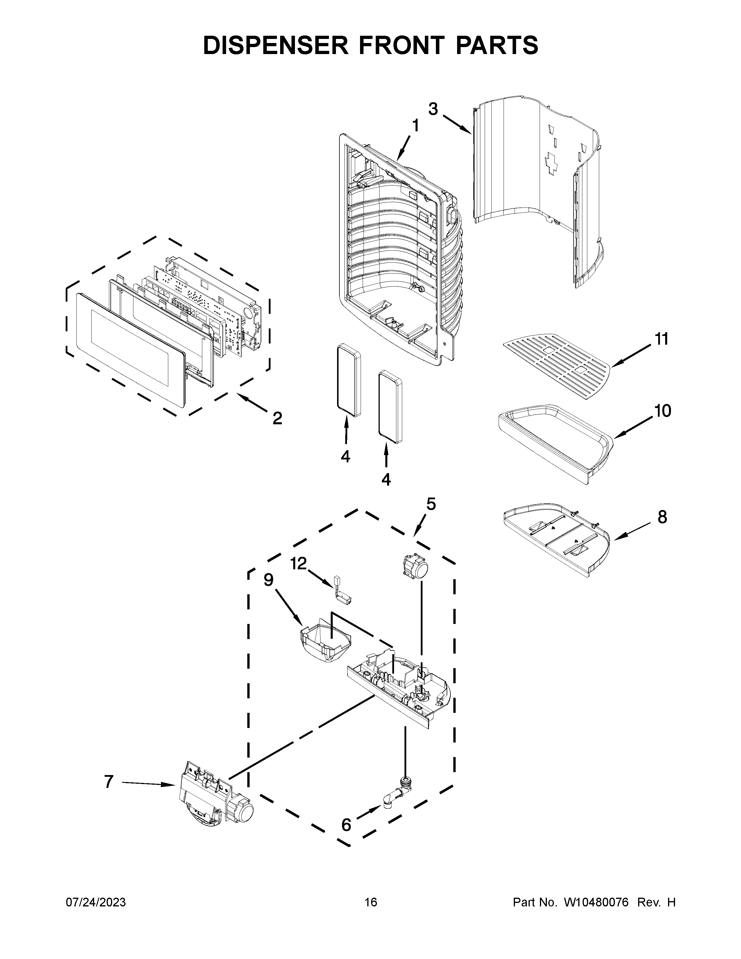 Dispenser front parts