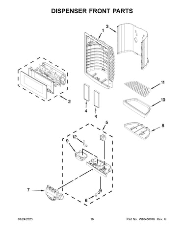Dispenser front parts