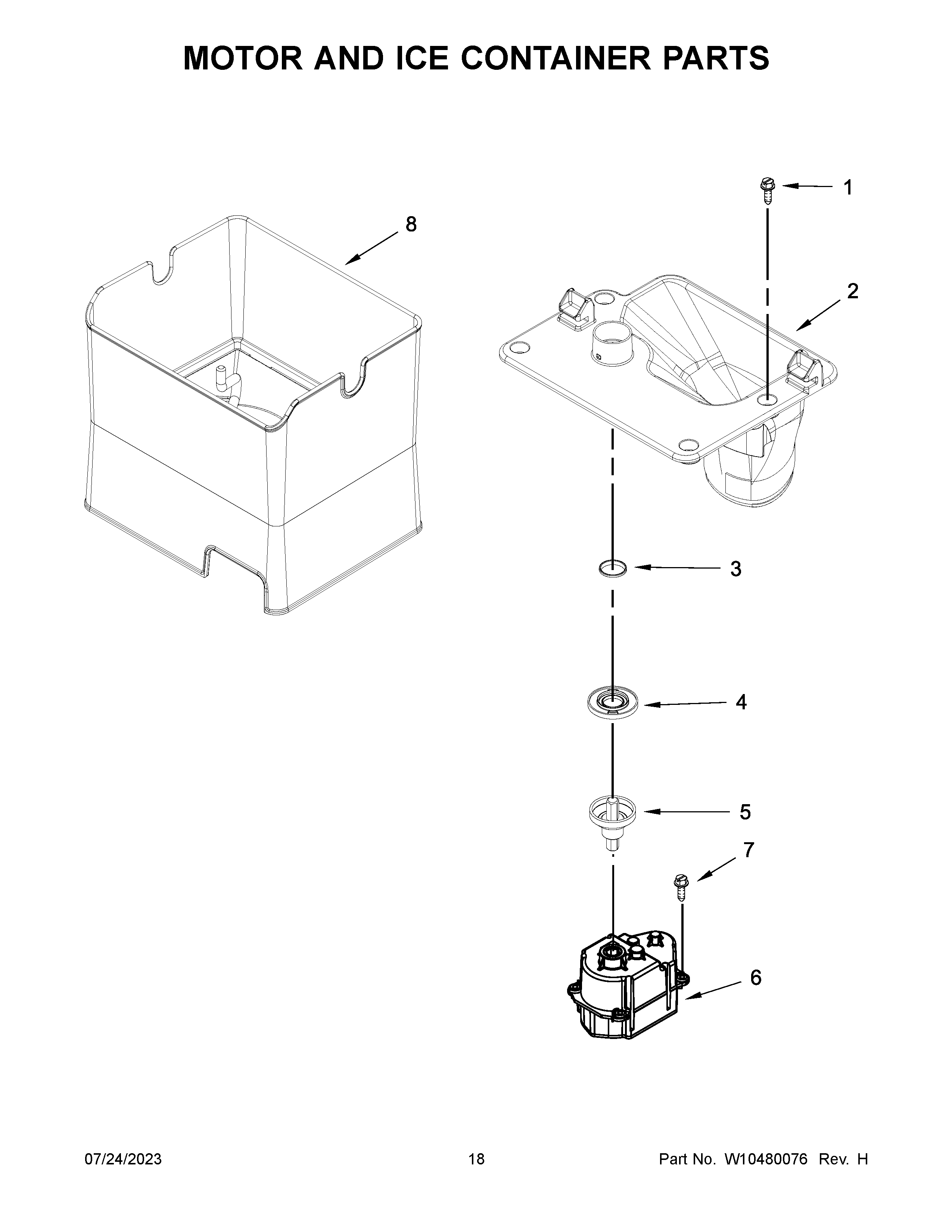 Motor and ice container parts