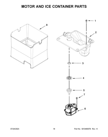 Motor and ice container parts