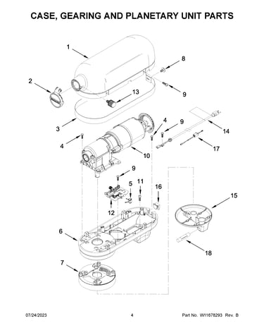 Case, gearing and planetary unit parts