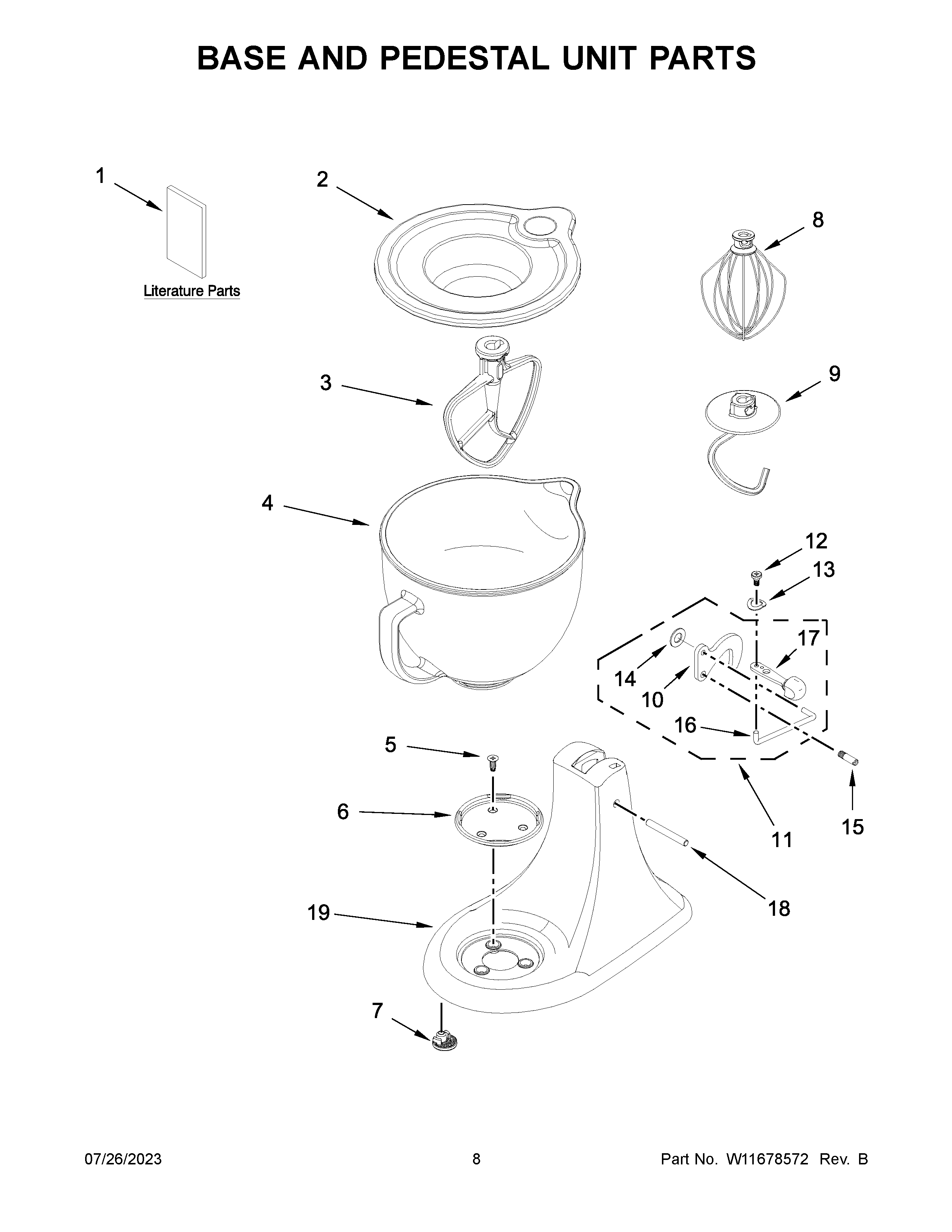 Base and pedestal unit parts