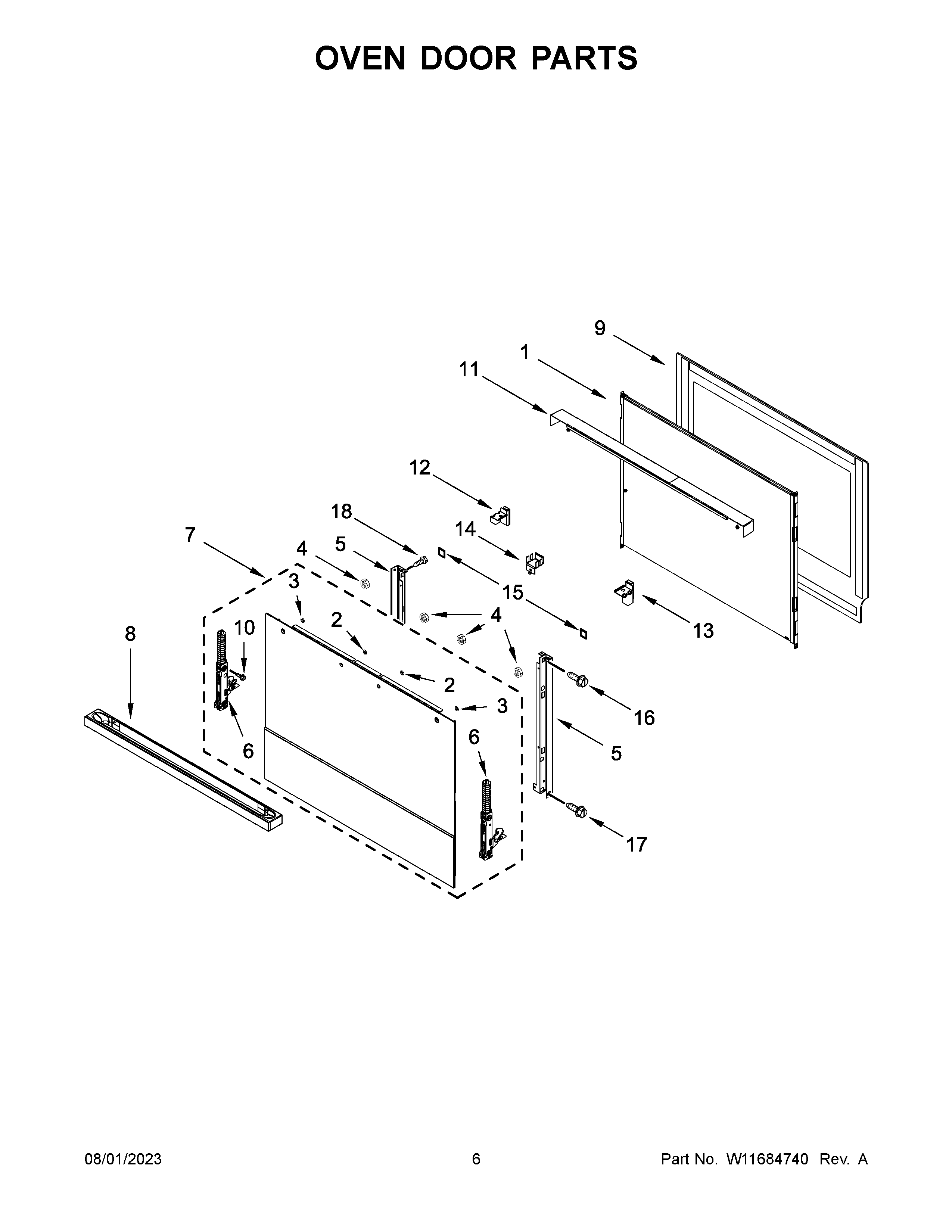 Oven door parts