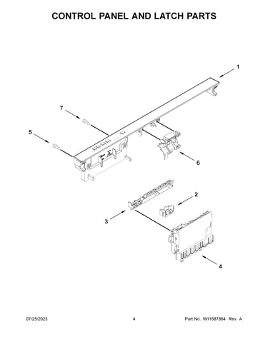 Control panel and latch parts
