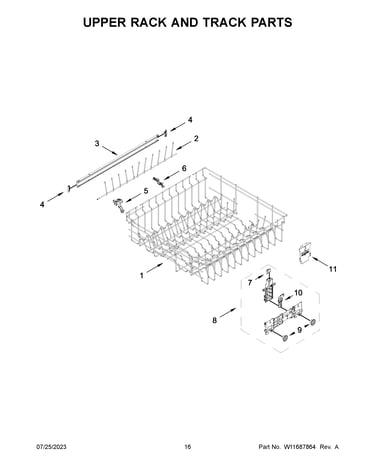 Upper rack and track parts