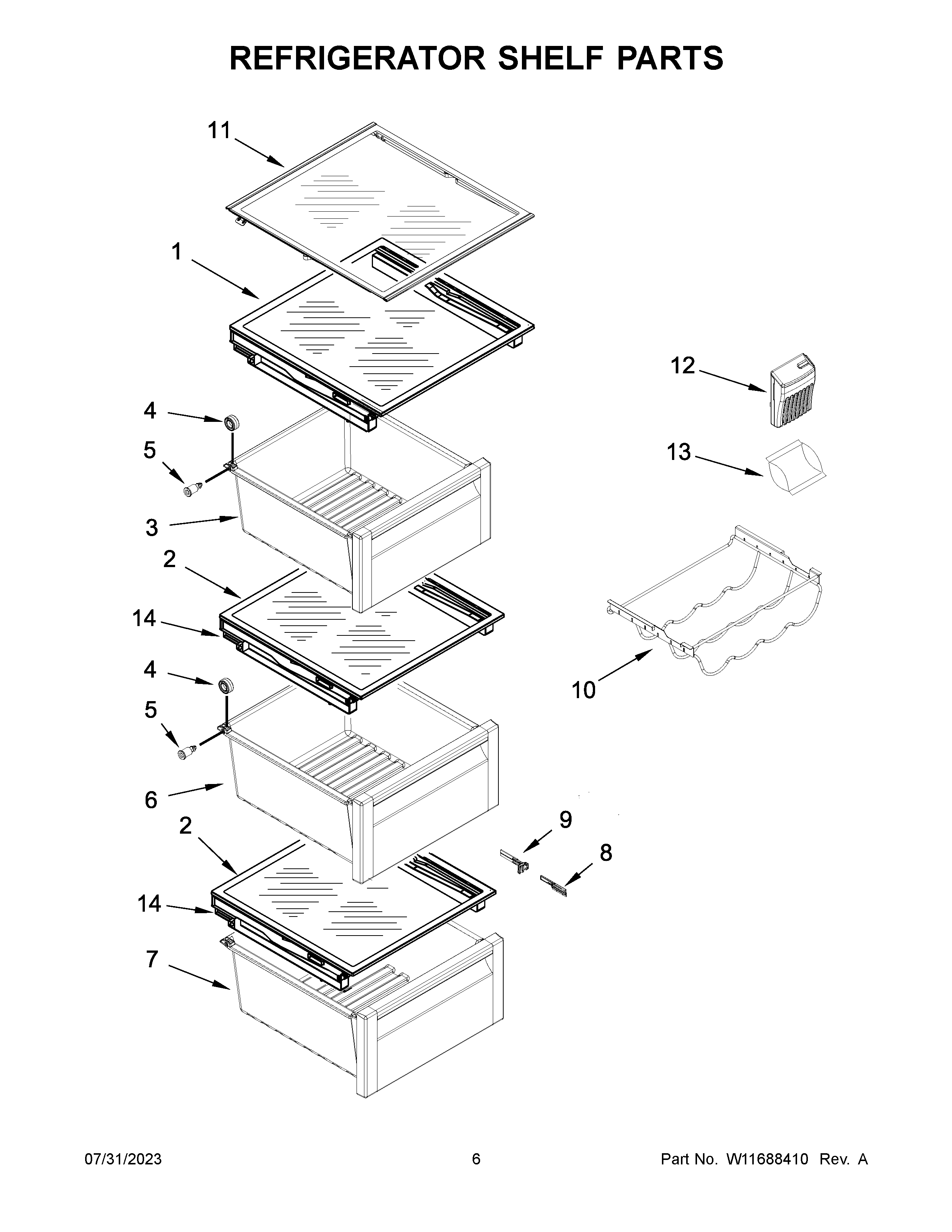 Refrigerator shelf parts