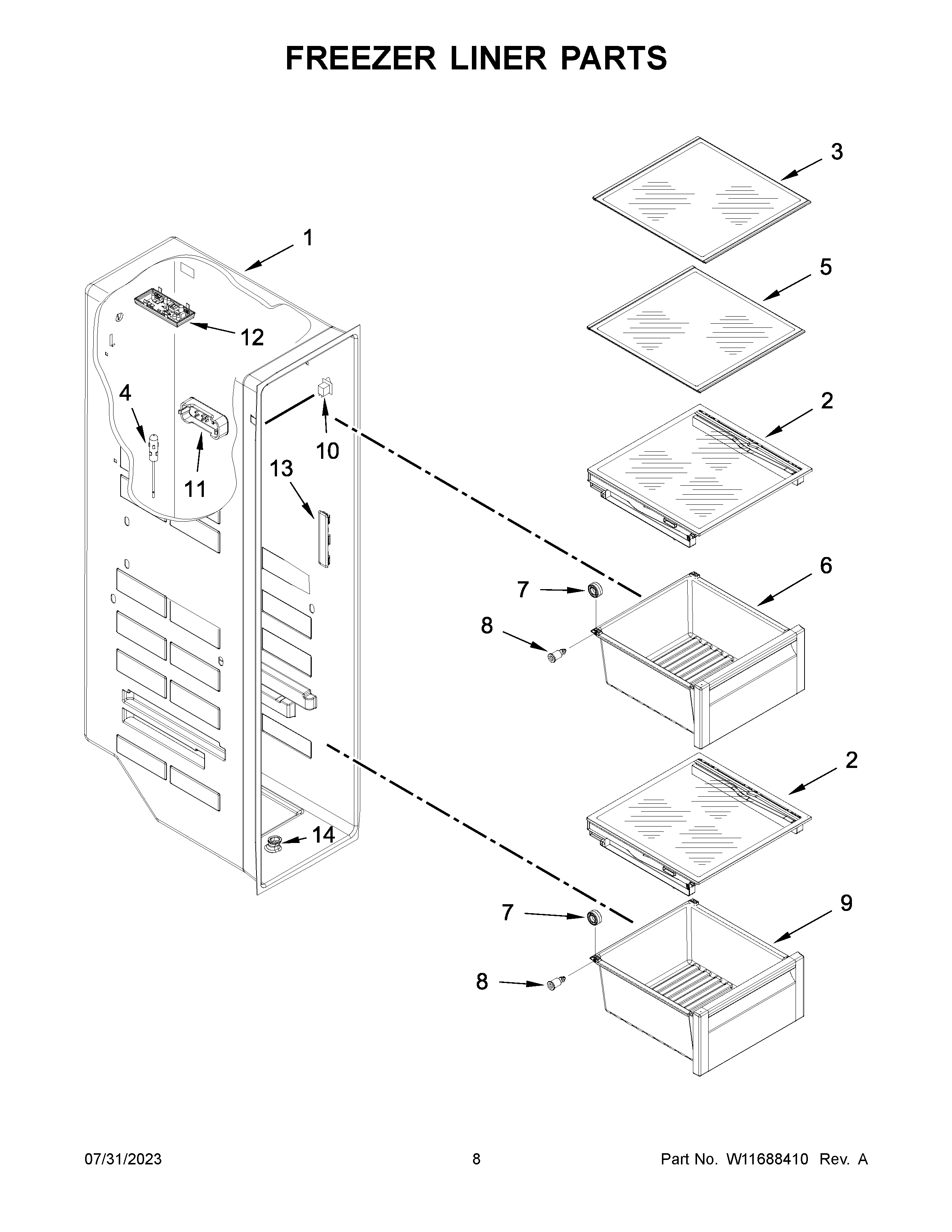 Freezer liner parts