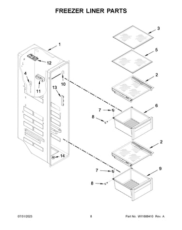 Freezer liner parts