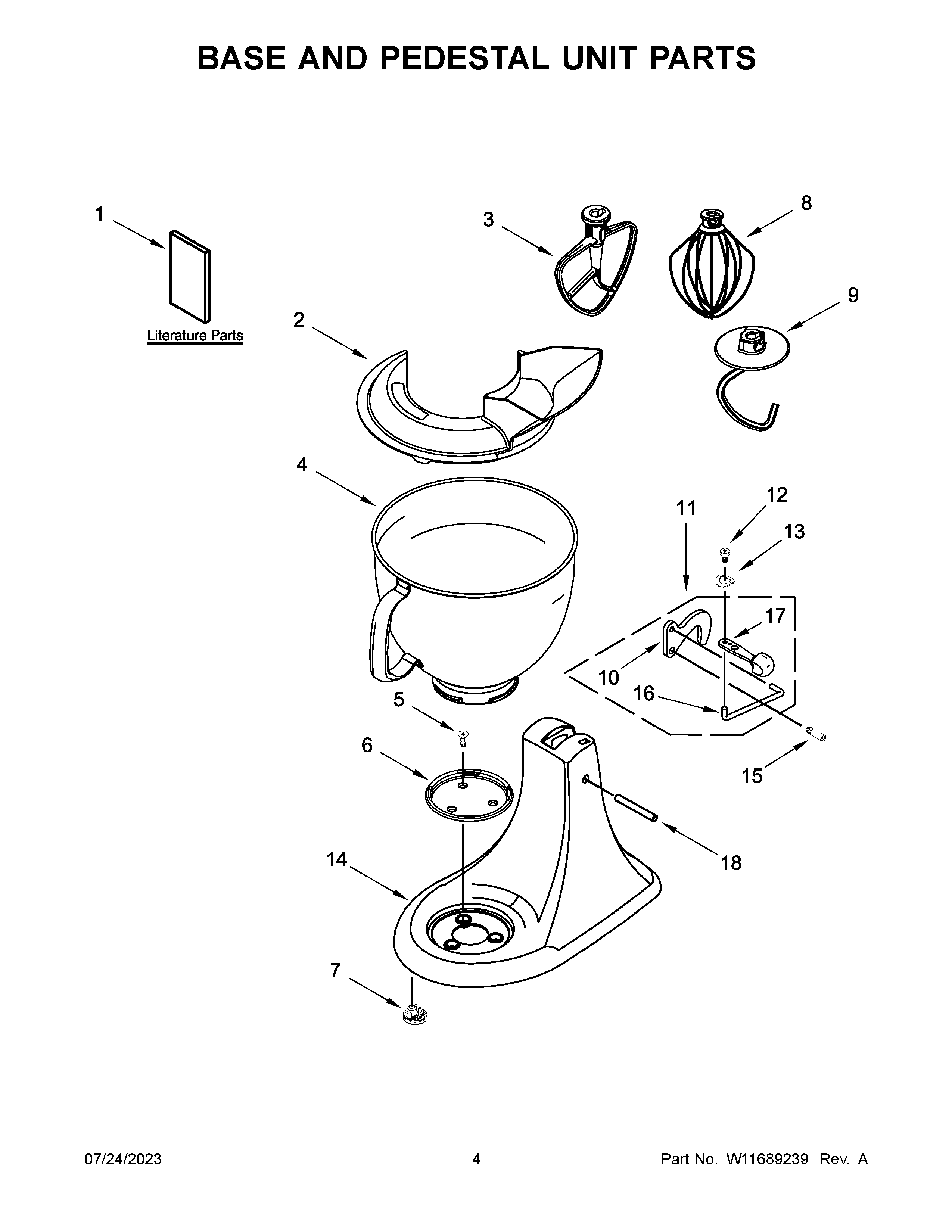 Base and pedestal unit parts