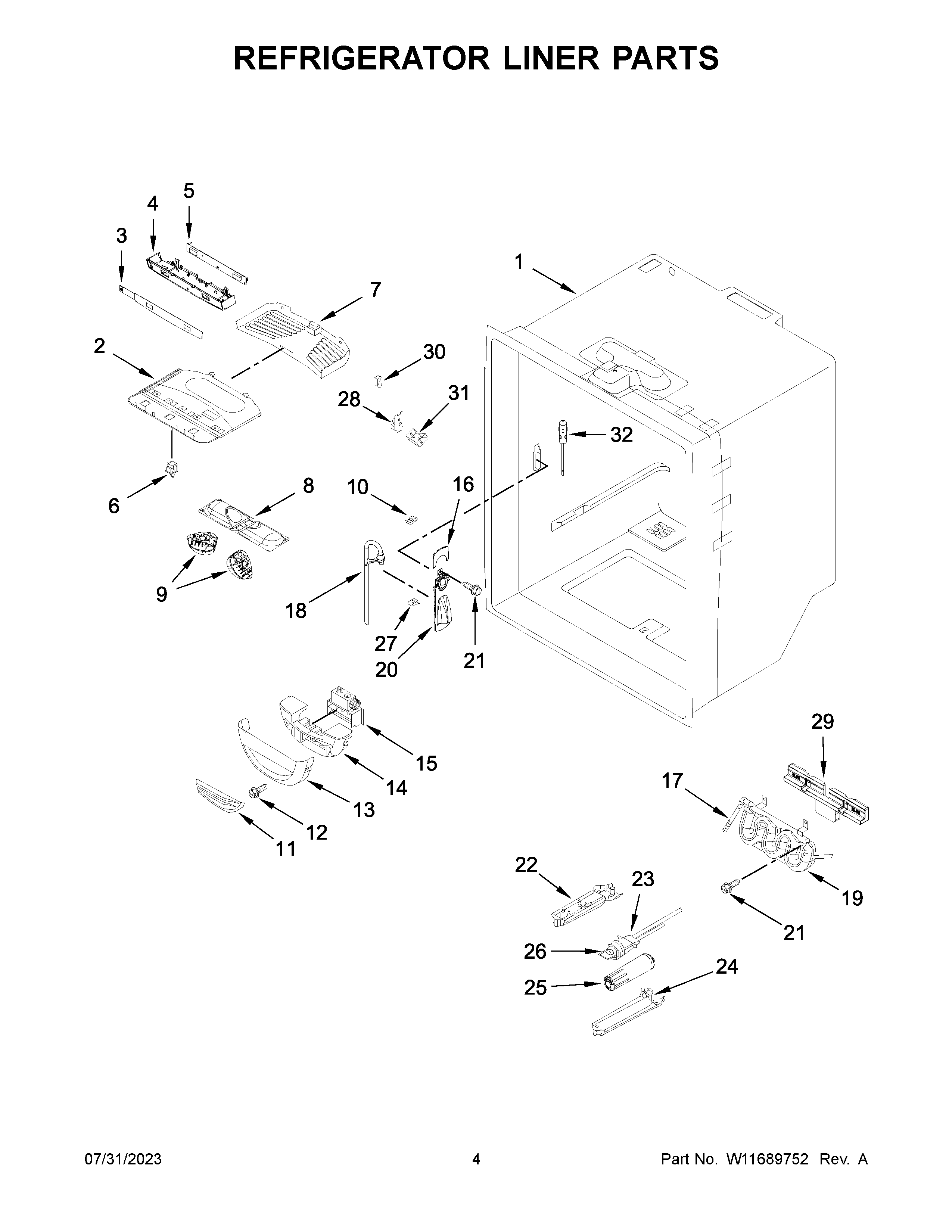 Refrigerator liner parts