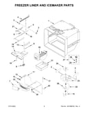 Freezer liner and icemaker parts