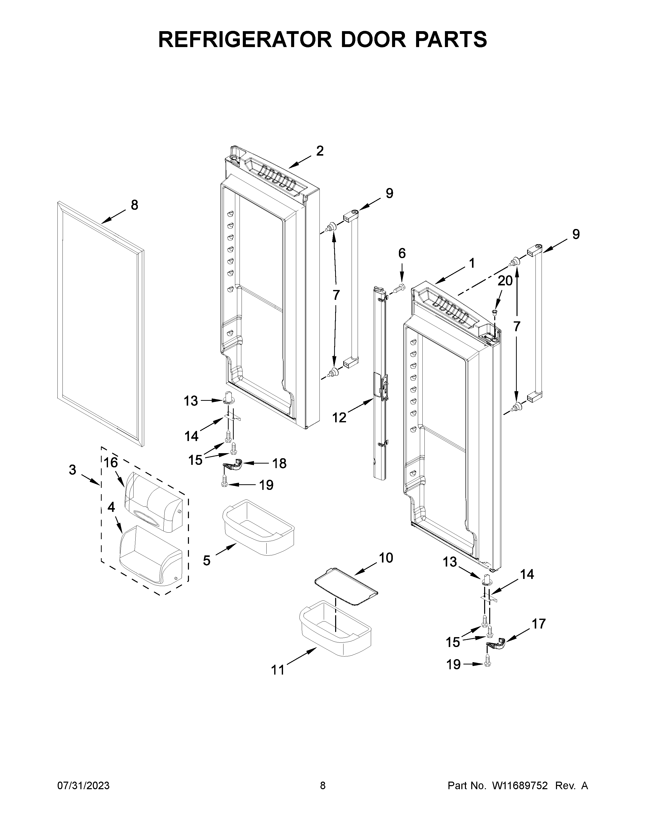 Refrigerator door parts