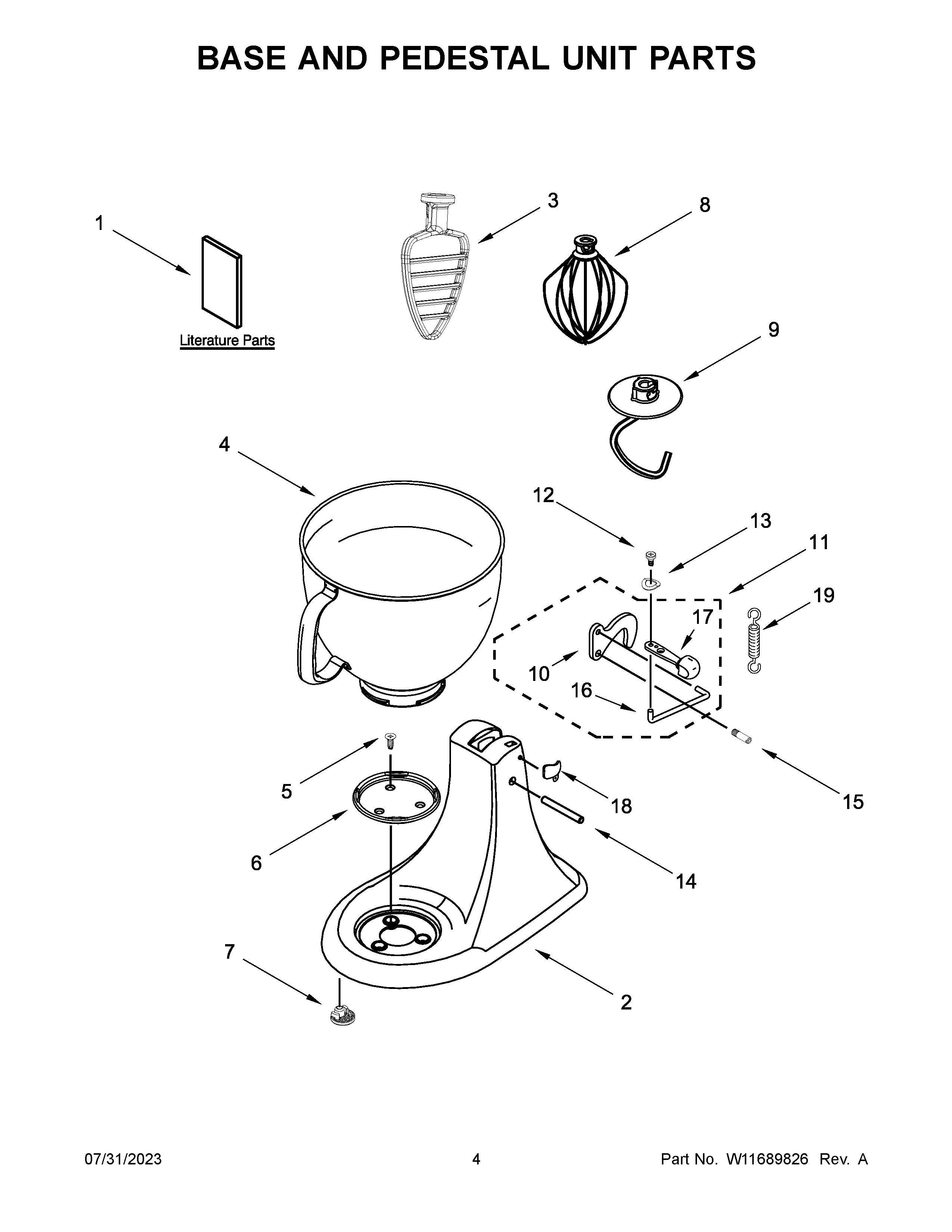 Base and pedestal unit parts