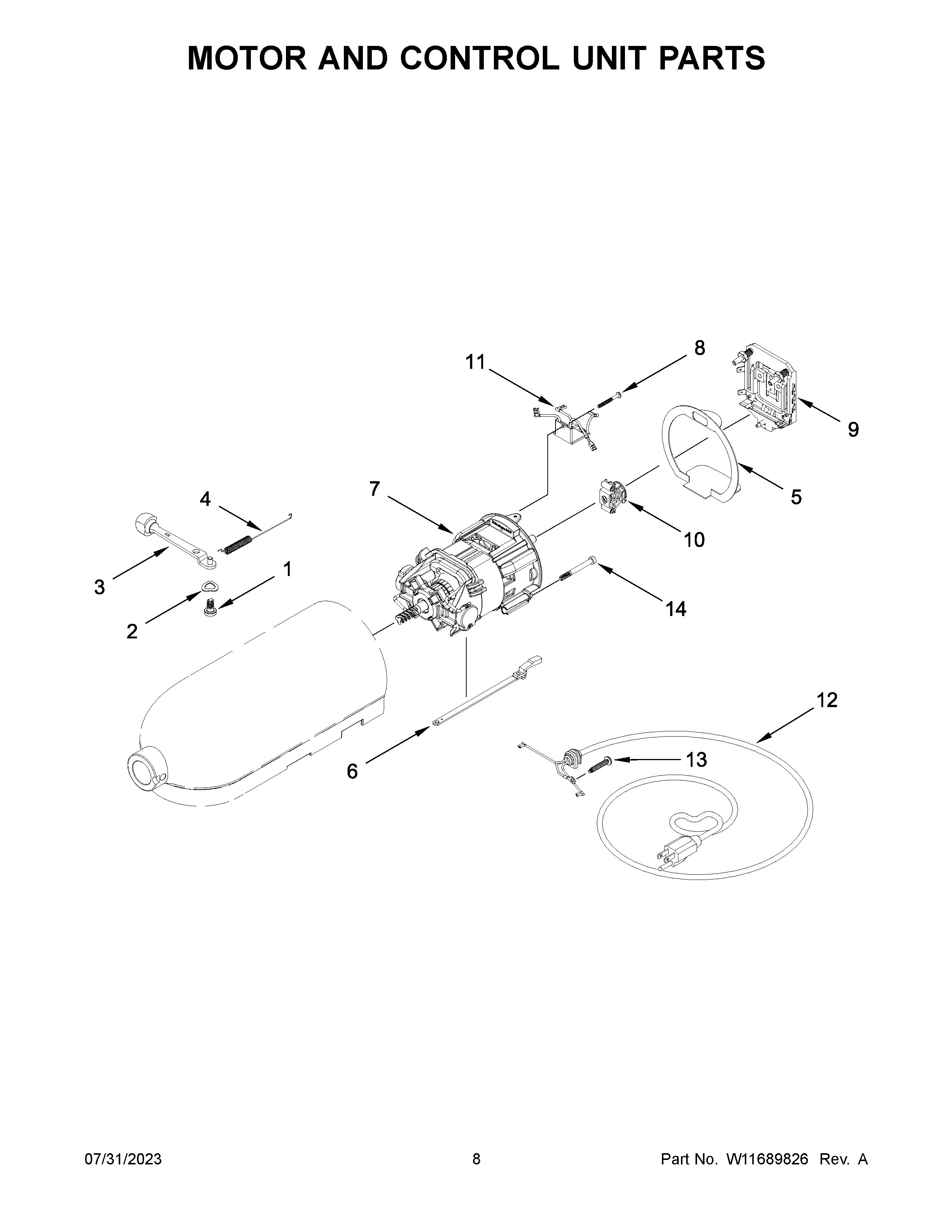 Motor and control unit parts