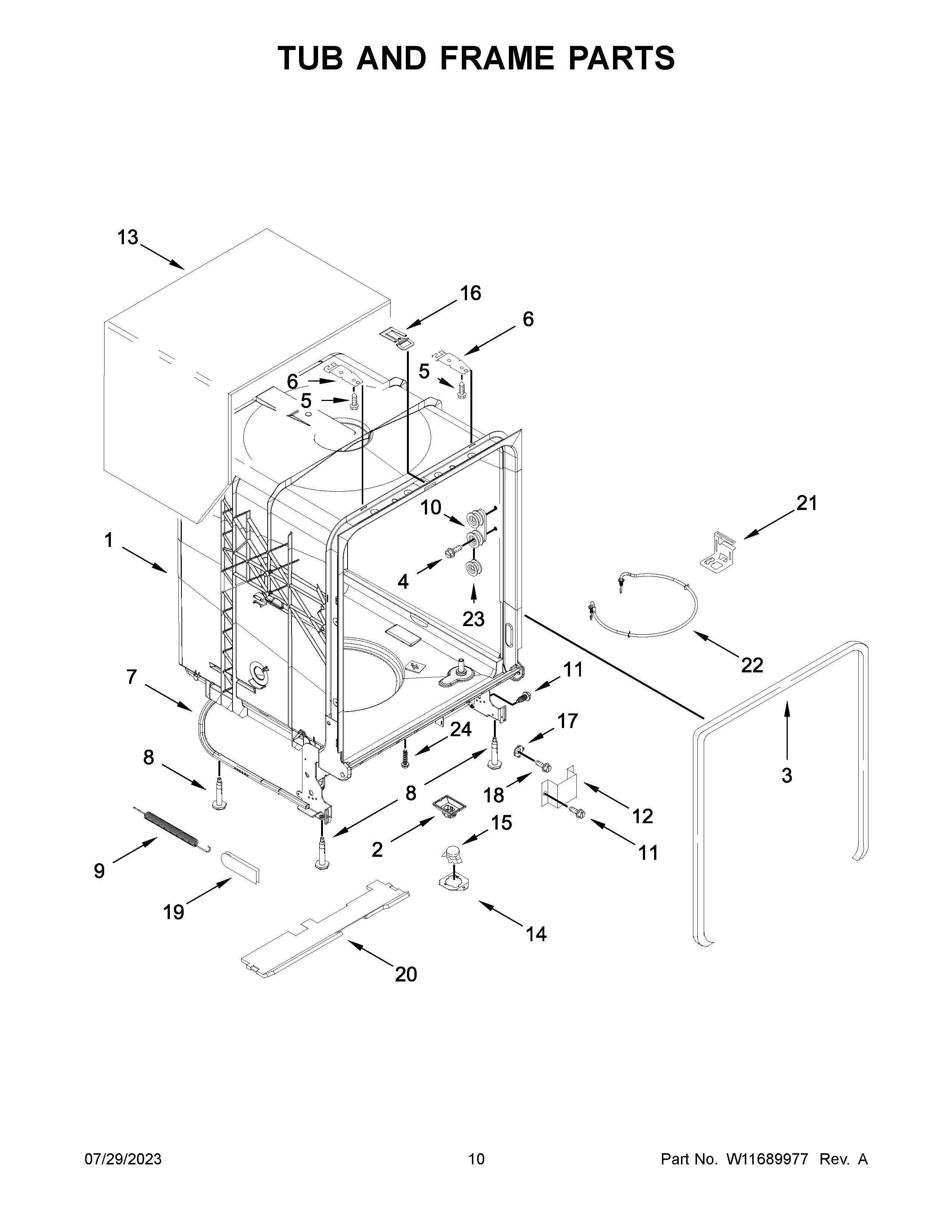 Tub and frame parts