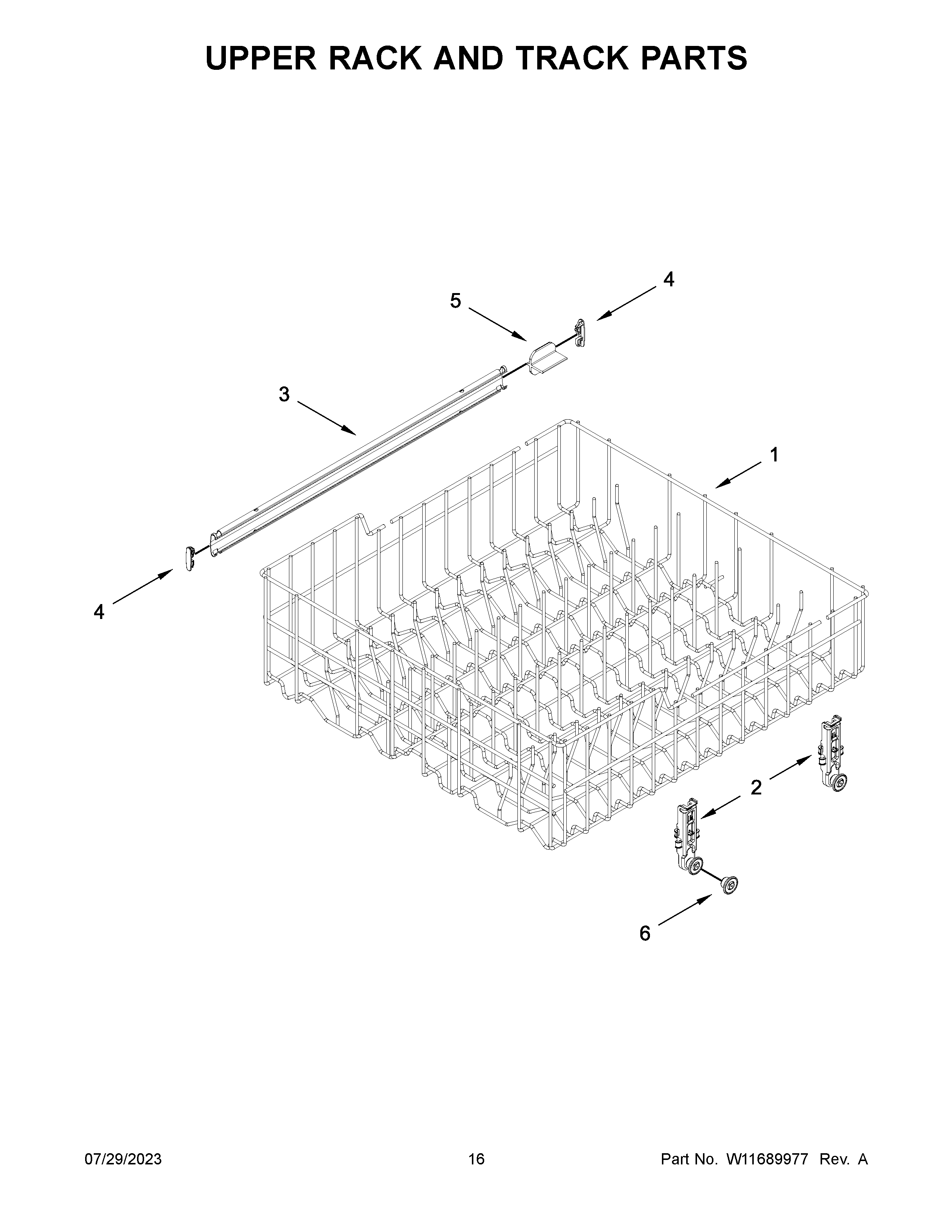 Upper rack and track parts