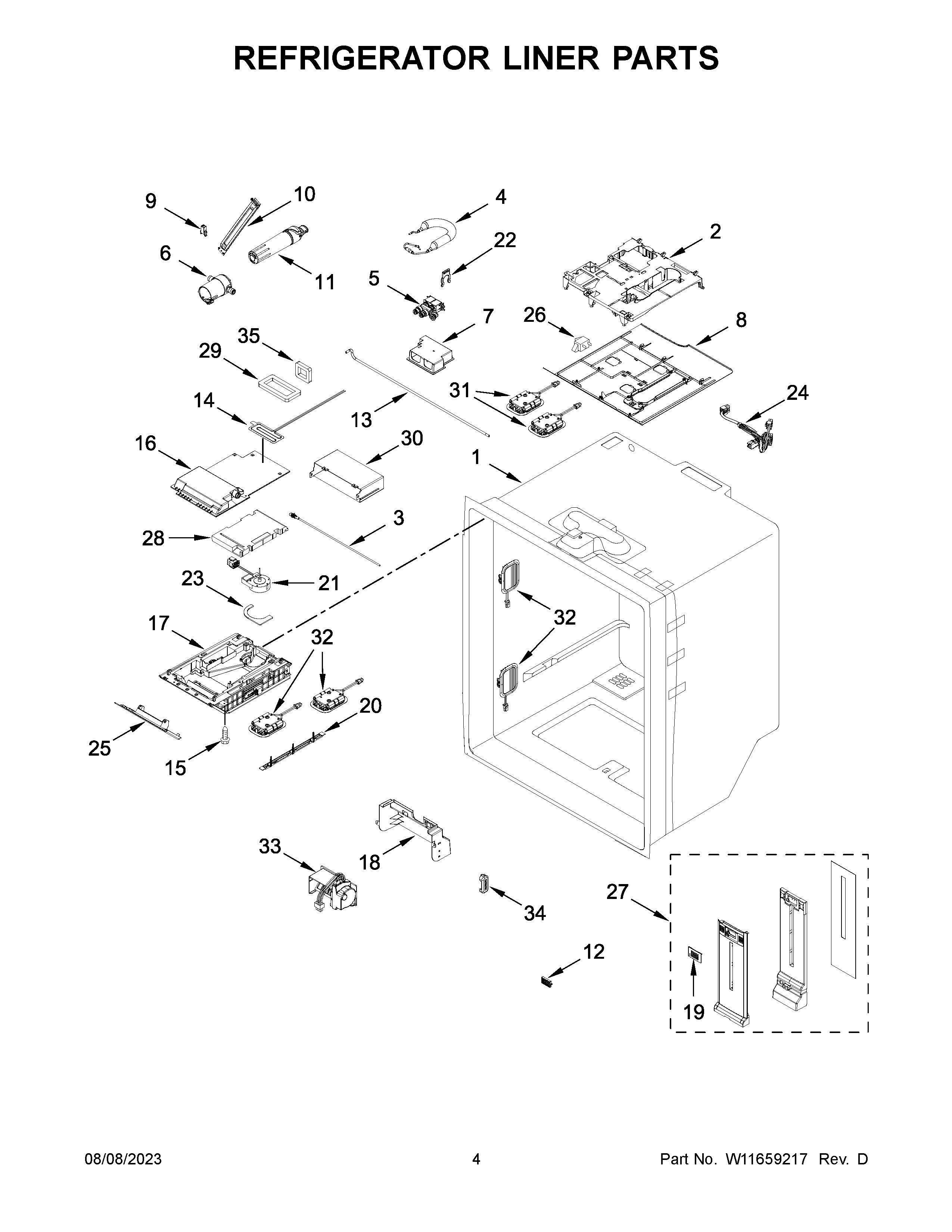 Refrigerator liner parts