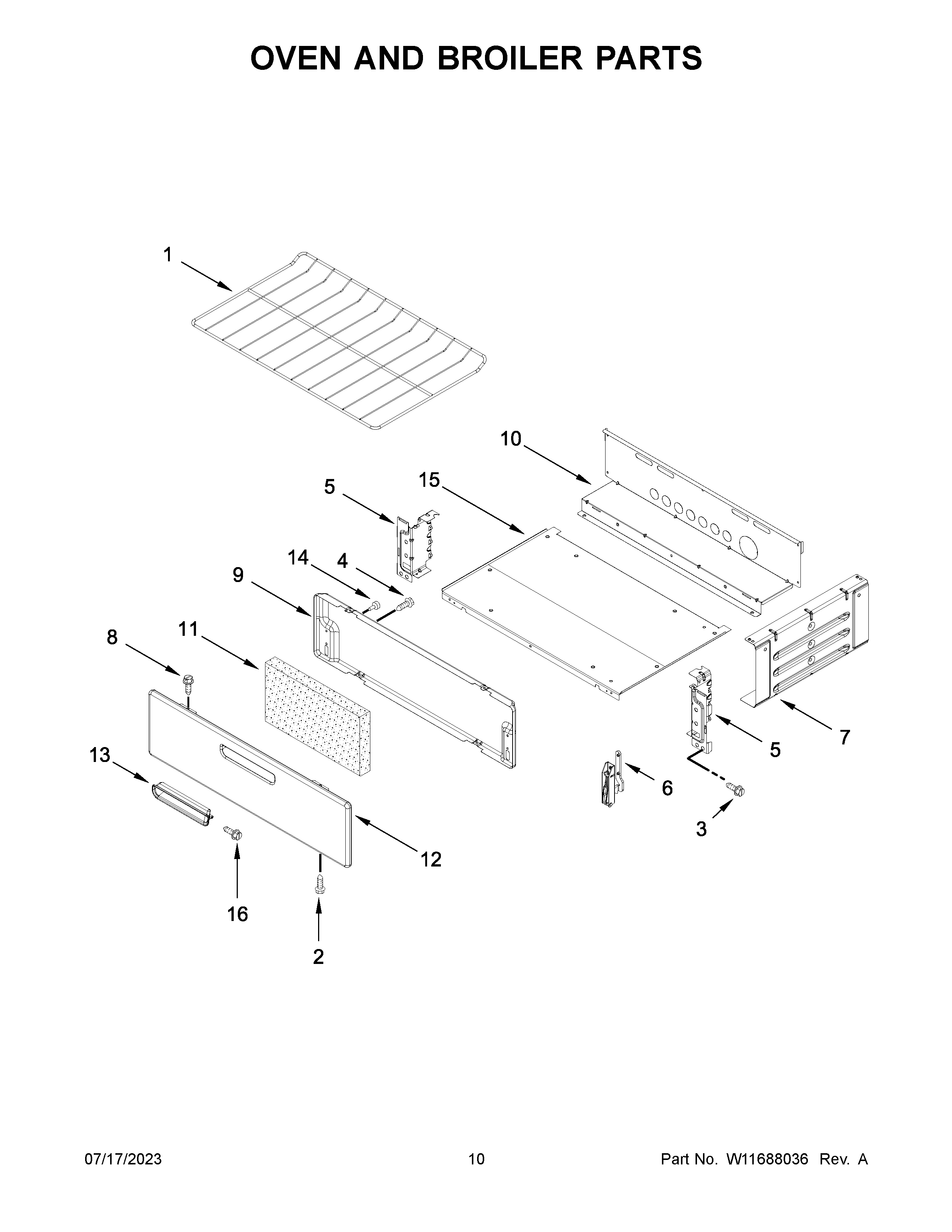 Oven and broiler parts