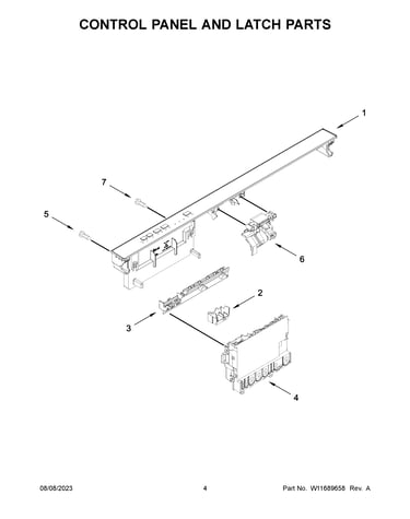 Control panel and latch parts
