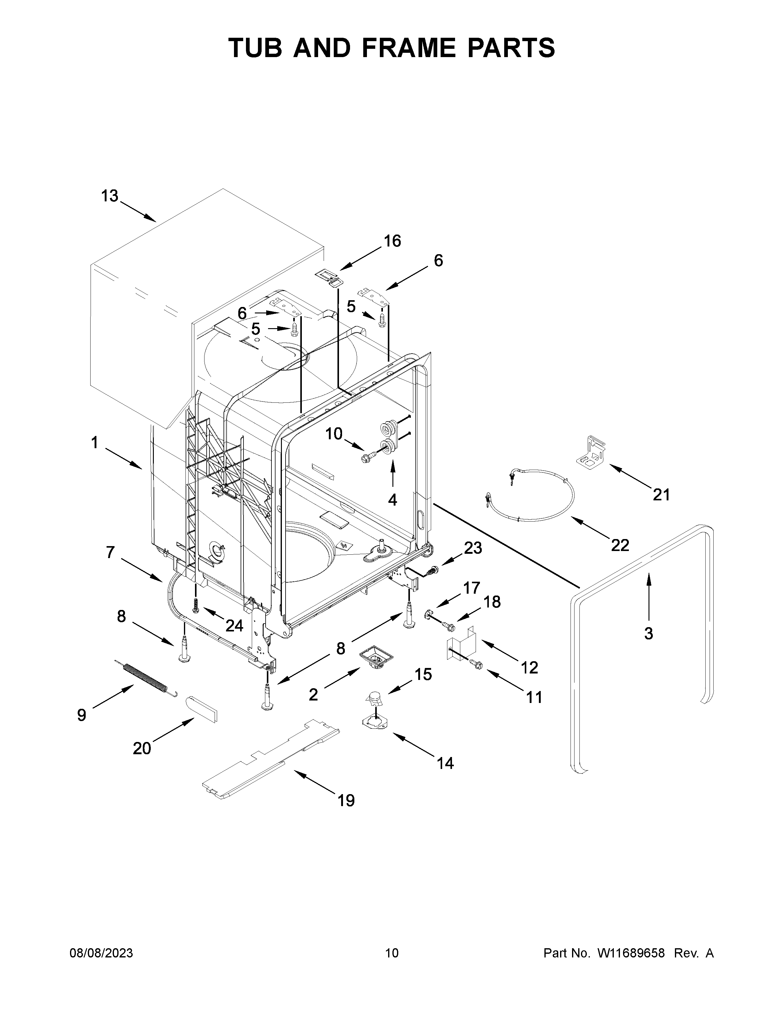 TUB AND FRAME PARTS