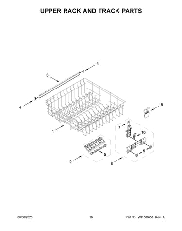 Upper rack and track parts