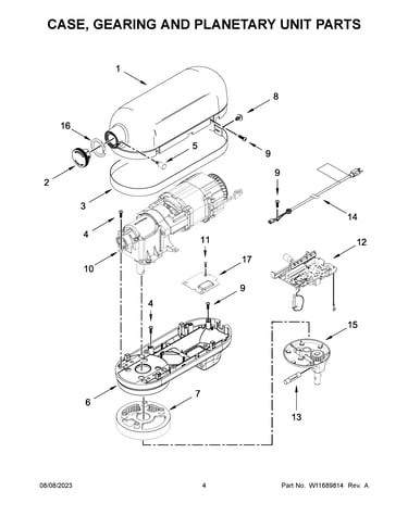 Case, gearing and planetary unit parts