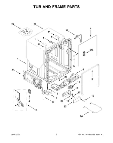 Tub and frame parts
