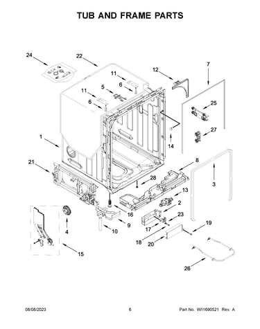 Tub and frame parts