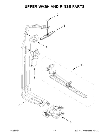 Upper wash and rinse parts